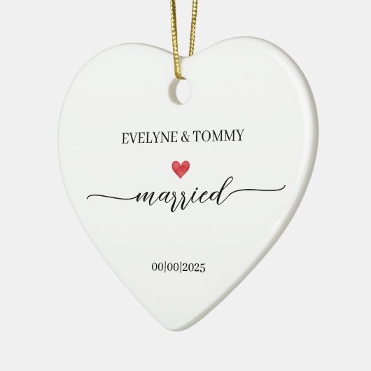 Personalized Photo, Names and Date Married Keramisch Ornament (Links)