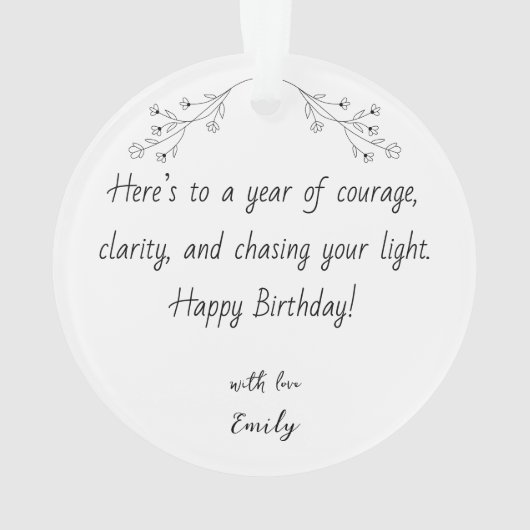 Personalized Photo Ornament for Birthday with Text (achterkant)