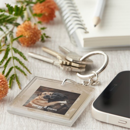 Personalized photo pet dog Lover Keychain (Voorkant Rechts)