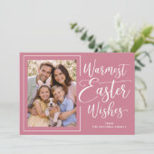 Personalized Photo Pink On Mauve Happy Easter Feestdagenkaart (Staand voorkant)