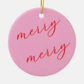 Personalized Photo Red & Pink Script Christmas Keramisch Ornament (Voorkant)