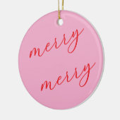 Personalized Photo Red & Pink Script Christmas Keramisch Ornament (Links)