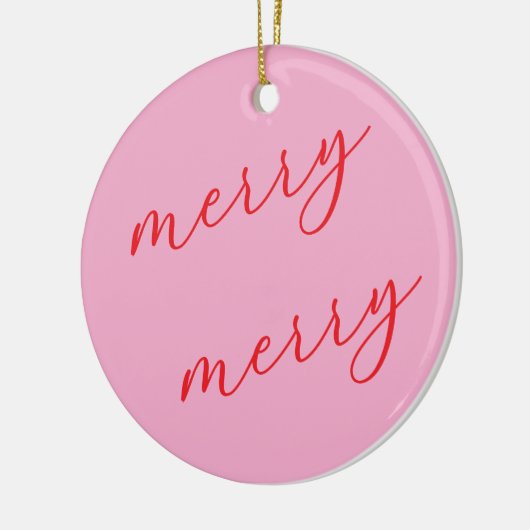 Personalized Photo Red & Pink Script Christmas Keramisch Ornament (Links)