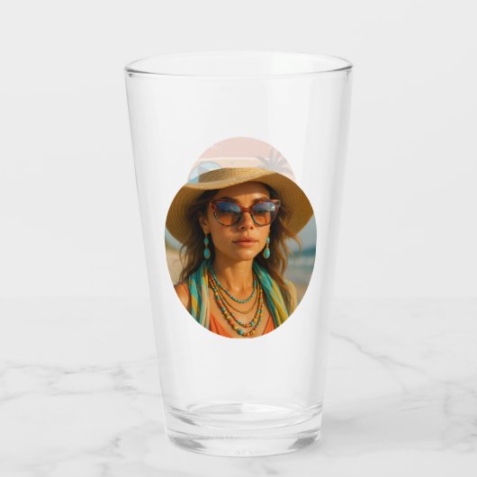 Personalized Photo Retro Bahamas Tropical Beach    Glas (Achterkant)
