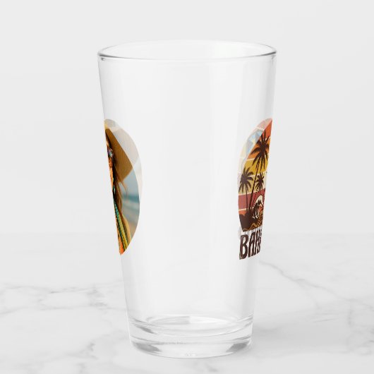 Personalized Photo Retro Bahamas Tropical Beach    Glas (Rechts)