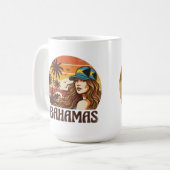 Personalized Photo Retro Bahamas Tropical Beach    Koffiemok (Voorkant links)