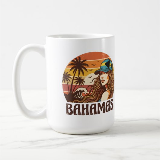 Personalized Photo Retro Bahamas Tropical Beach    Koffiemok (Links)