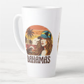 Personalized Photo Retro Bahamas Tropical Beach Latte Mok (Linkerhoek)