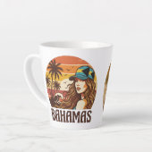 Personalized Photo Retro Bahamas Tropical Beach Latte Mok (Linkerhoek)