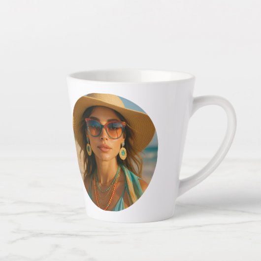 Personalized Photo Retro Bahamas Tropical Beach Latte Mok (Rechts)