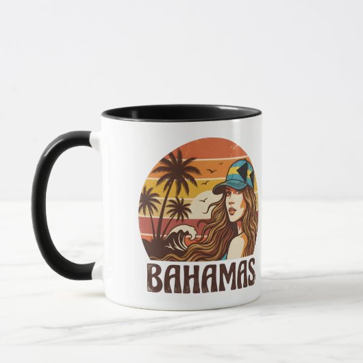 Personalized Photo Retro Bahamas Tropical Beach Mok (Links)