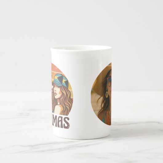 Personalized Photo Retro Bahamas Tropical Beach Porselein Kop (Voorkant)