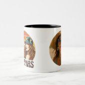 Personalized Photo Retro Bahamas Tropical Beach Tweekleurige Koffiemok (Center)