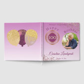 Personalized Photo Rose Gold Glitter 100 Birthday Gastenboek (Volledig)