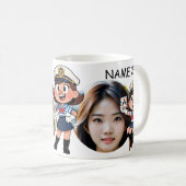 Personalized PHOTO Sailor Cartoon Character - NAME Koffiemok (Voorkant rechts)
