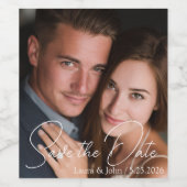 Personalized Photo Save The Date Beverage Labels Wijn Etiket (Enkel label)