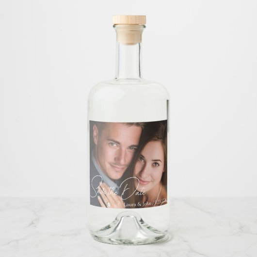 Personalized Photo Save The Date Drink Label Likeurfles Etiket (Voorkant)