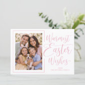 Personalized Photo Soft Pink On White Happy Easter Feestdagenkaart (Staand voorkant)