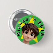 Personalized Photo Text and Name Birthday Ronde Button 5,7 Cm (Voorkant /achterkant)