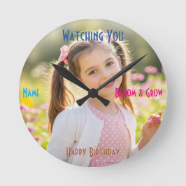 Personalized Photo & Text Custom Birthday Gift Ronde Klok