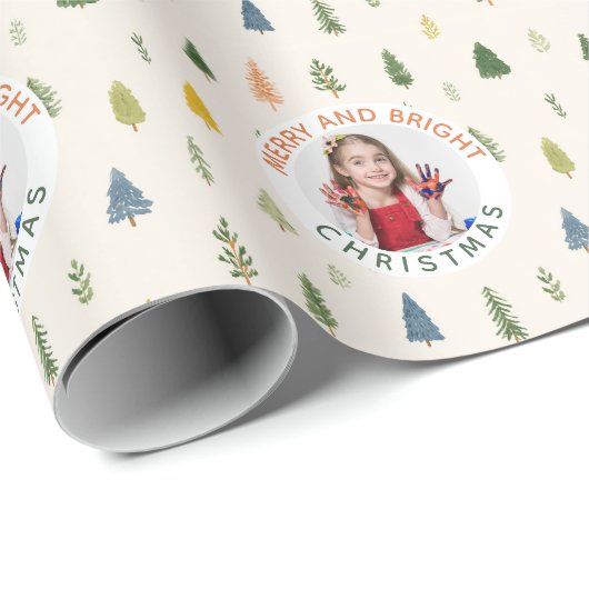 Personalized Photo trees Christmas Cadeaupapier (Rol Hoek)
