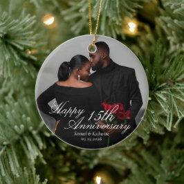 Personalized Photo Valentine Anniversary Keramisch Ornament