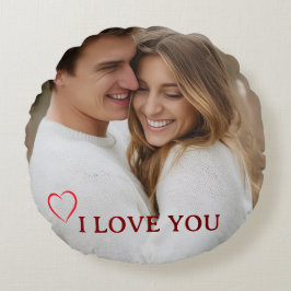 Personalized Photo Valentine's Day Round Pillow Rond Kussen