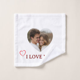 Personalized Photo Valentine's Day Towel Washandje