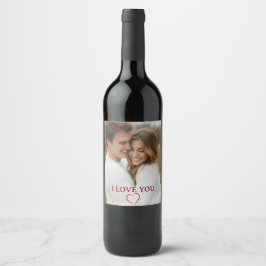 Personalized Photo Valentine's Day Wine Label Wijn Etiket