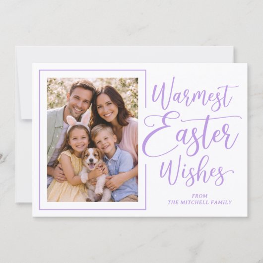 Personalized Photo Violet On White Happy Easter Feestdagenkaart (Voorkant)