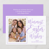 Personalized Photo Violet On White Happy Easter Feestdagenkaart (Voorkant / Achterkant)