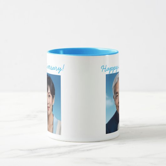 Personalized Photo Wedding Anniversary Mug Mok (Midden)