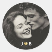 Personalized Photo Wedding Custom Initials Treat Ronde Sticker (Voorkant)