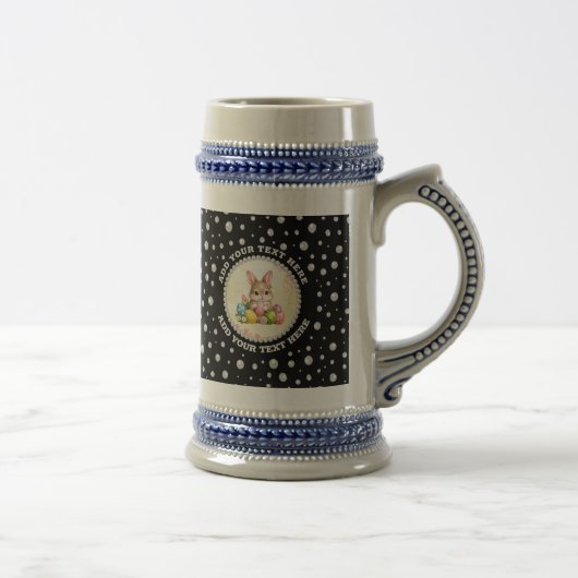 Personalized Photo with Pearls Circle on Black Bierpul (Rechts)