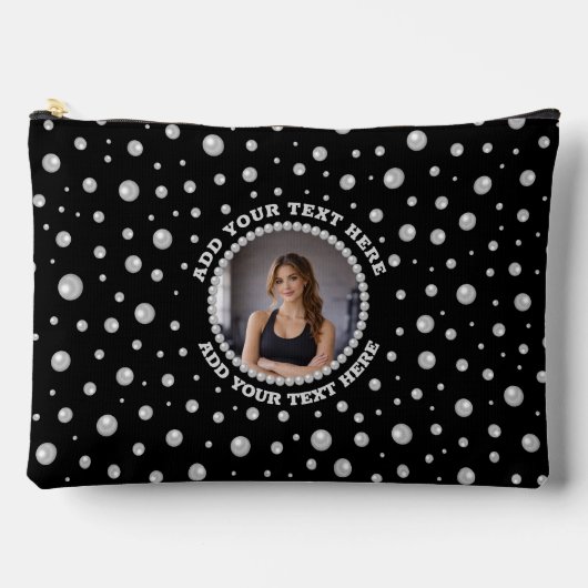 Personalized Photo with Pearls Circle on Black Etui (Voorkant)