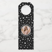 Personalized Photo with Pearls Circle on Black Flessenhanger (Voorkant)