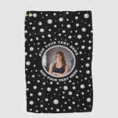 Personalized Photo with Pearls Circle on Black Golfhanddoek (Voorkant)