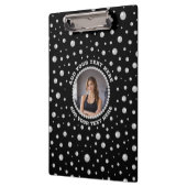 Personalized Photo with Pearls Circle on Black Klembord (Links)