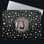 Personalized Photo with Pearls Circle on Black Laptop Sleeve<br><div class="desc">A personalized photo design with Pearls Circle on a black background sprinkled with pearls. Perfect for gifts,  accessories,  and elegant everyday items.
You must know that you get a photo!</div>