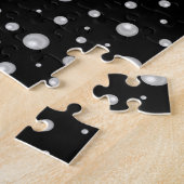 Personalized Photo with Pearls Circle on Black Legpuzzel (Zijkant)