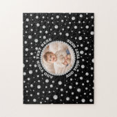 Personalized Photo with Pearls Circle on Black Legpuzzel (Verticaal)