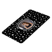 Personalized Photo with Pearls Circle on Black Magneet (Linkerzijde)