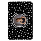 Personalized Photo with Pearls Circle on Black Magneet (Verticaal)