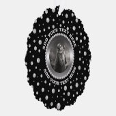 Personalized Photo with Pearls Circle on Black Ornament Kaart (Rechts)