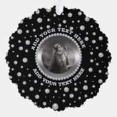 Personalized Photo with Pearls Circle on Black Ornament Kaart (Achterkant)