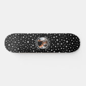 Personalized Photo with Pearls Circle on Black Persoonlijk Skateboard (Horizontaal)
