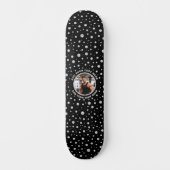 Personalized Photo with Pearls Circle on Black Persoonlijk Skateboard (Voorkant)