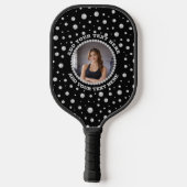 Personalized Photo with Pearls Circle on Black Pickleball Paddle (Achterkant)