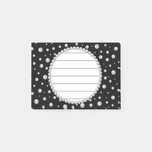 Personalized Photo with Pearls Circle on Black Post-it® Notes (Voorkant)