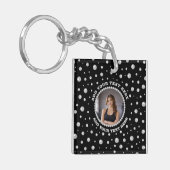 Personalized Photo with Pearls Circle on Black Sleutelhanger (Voorkant Links)